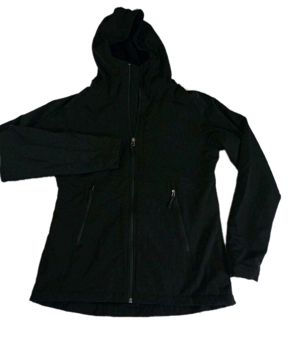Kirkland Jacket Womens Medium Black Soft Shell Hooded Fleece Lined Full Zip